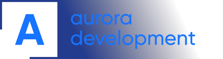 Aurora Development logo, viib avalehele